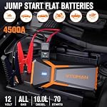 VTOMAN V10 Pro 4500A Jump Starter, Démarreur de voiture portable (Tous gaz, 10.0L Moteur diesel) 12V Boîte de saut au lithium, Jumper de batterie de voiture avec charge rapide de type C, Batterie Booster Power Pack, LED Lumières
