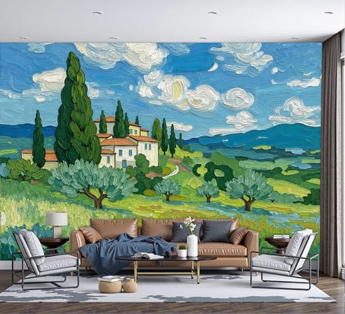 Fresque murale soie paysage de campagne pour décoration murale raffinée - 2