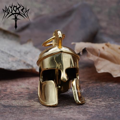 Image of Motorcycle Biker Roman Gladiator Warrior Spartan Helmet Guardian Bell Luck Gremlin Ride Bell Hanger or Lucky KeyChain
