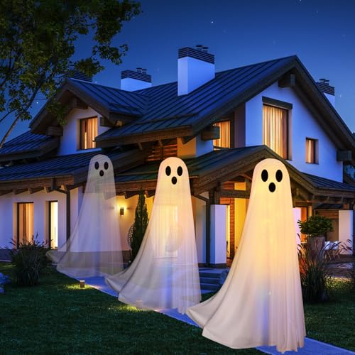 GlikCeil 4.3ft Ghost Halloween Decoration Halloween Ghost Light up with String Lights Battery Operated and Paper Lantern Outdoor Ghost Decor Halloween Ghost for Outdoor Porch Yard GlikCeil 4.3ft Ghost Halloween Decoration Halloween Ghost Light up with String Lights Battery Operated and Paper Lantern Outdoor Ghost Decor Halloween Ghost for Outdoor Porch Yard