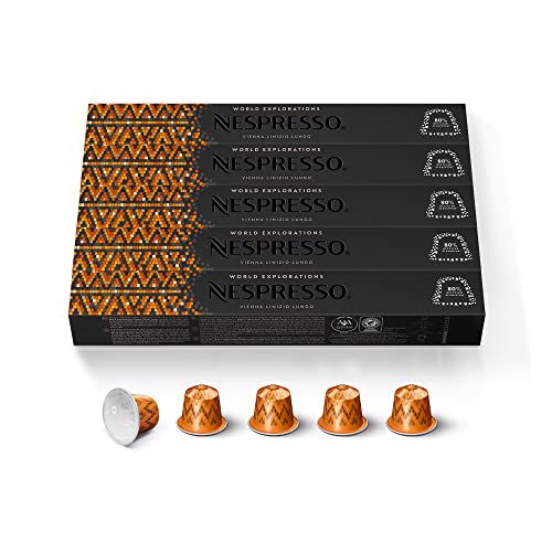 NESPRESSO ORIGINAL Vienna Lungo, Mittlere Röstung, Kompatibel mit ORIGINAL Kaffeemaschinen, Kapsel Set aus 50 Kaffeekapseln