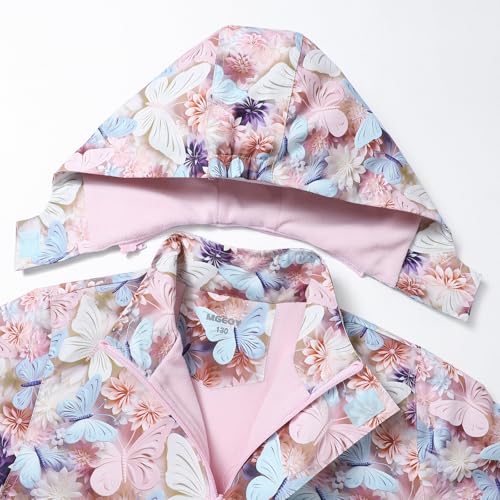 Image of MGEOY Boys Girls Rain Jacket Lightweight Waterproof Hooded Fleece Lined Raincoat Windbreakers for Kids