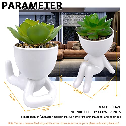 ODIWEN 2 PCS Mini Fake Succulents Mini Artificial Succulent Desk Plant in Pots - Image 2
