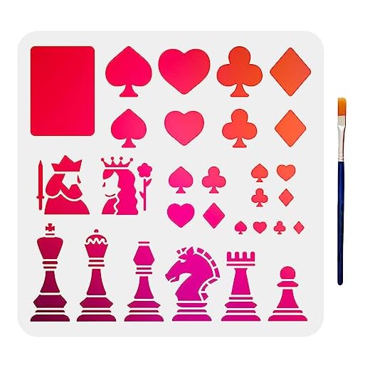 MAYJOYDIY Plantillas de Ajedrez De Cartas Plantillas de pintura Corazones Clubes Diamantes 30×30cm Plantilla de dibujo reutilizables Ideales Para Paredes, Textiles, Scrapbooking, Arte De Pared