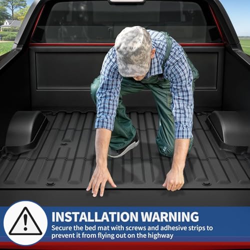Image of OEDRO Truck Bed Mat Fit for 2017-2025 2026 Ford F250 /F350 /F450 (6.75ft,81.9 inch Bed), TPE All Weather Ford F250 6.75FT Heavy Duty Pickup Bed Liner Accessories, Black