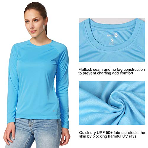 BALEAF Women's UPF 50+ Sun Protection T-Shirt SPF Long/Short Sleeve Dri Fit Lightweight Shirt Outdoor Hiking Blue Size S