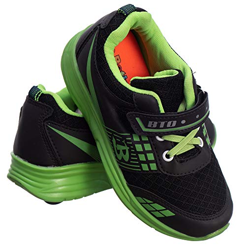Tênis Infantil Masculino De Rodinha - AS210 Cor:Preto-Verde Fixador;Tamanho:29