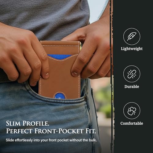 Image of ROGUE WALLET Genuine Leather Minimalist Wallets - RFID Blocking with Money Clip - Interior & Exterior Card Pockets & More - Gift for Men (Tan)