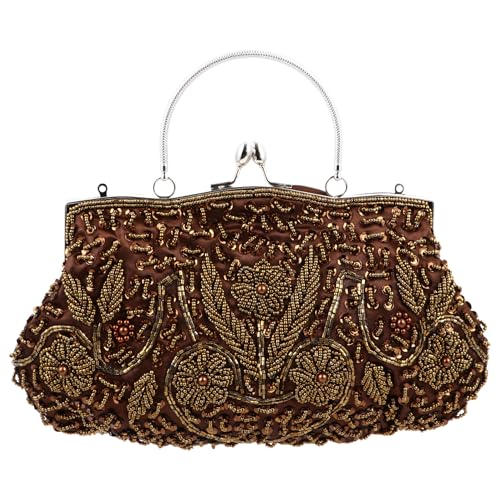 Pochette pour femme brodée main en perles café ORFOFE pour bal