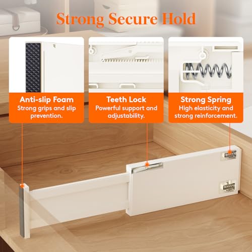 Image of Lifewit 4 inch High Upgrade Drawer Divider, Adjustable Drawer Organizer Clothes
