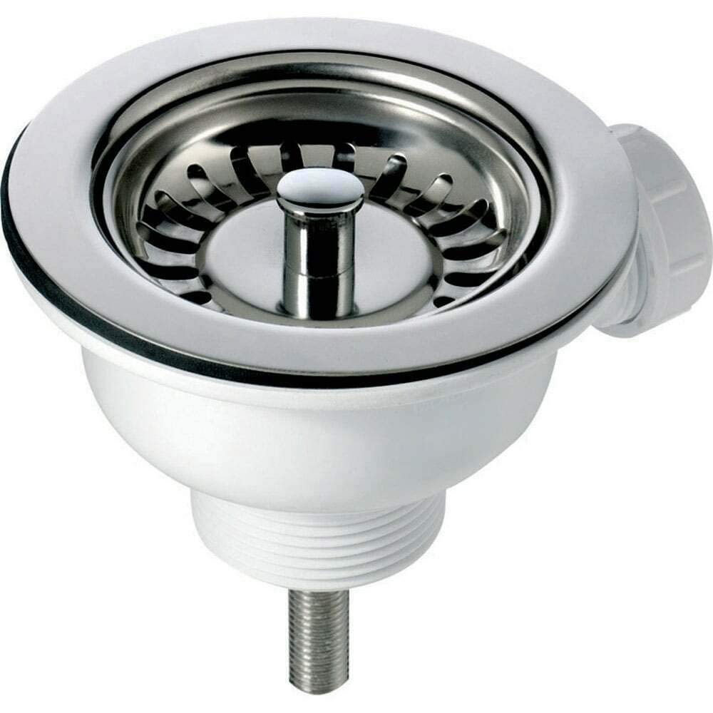 90mm Chrome Basket Strainer Waste for Astini, RAK, Rangemaster Ceramic Sink