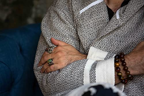 Byhiera Handmade Robe | Hooded | 100% Natural Turkish Cotton | Bathrobe, Housecoat, Cover Up Dress, House Robe, Beach Dress, Spa Robe, Turkish Robe, Maternity Dress | Heritage Coll. (Latte, S-M) #TOP4