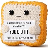 2026 Graduation Gift for College, HighSchool Grads - Funny Handmade Positive Crochet Toast Plush with Little Remind Card - You are Totally Amazing–Inspirational Graduate Present for Her or Him