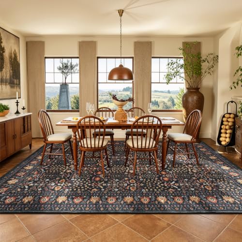 Lofus 9x12 Large Area Rug for Living Room & Bedroom Washable Non-Slip Brown/Orange — view 3