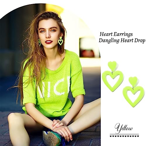 Image of Heart Earrings Y2K Love Heart Big Hoop Cute Fun Dangle Earrings, One Size, Acrylic, No Gemstone
