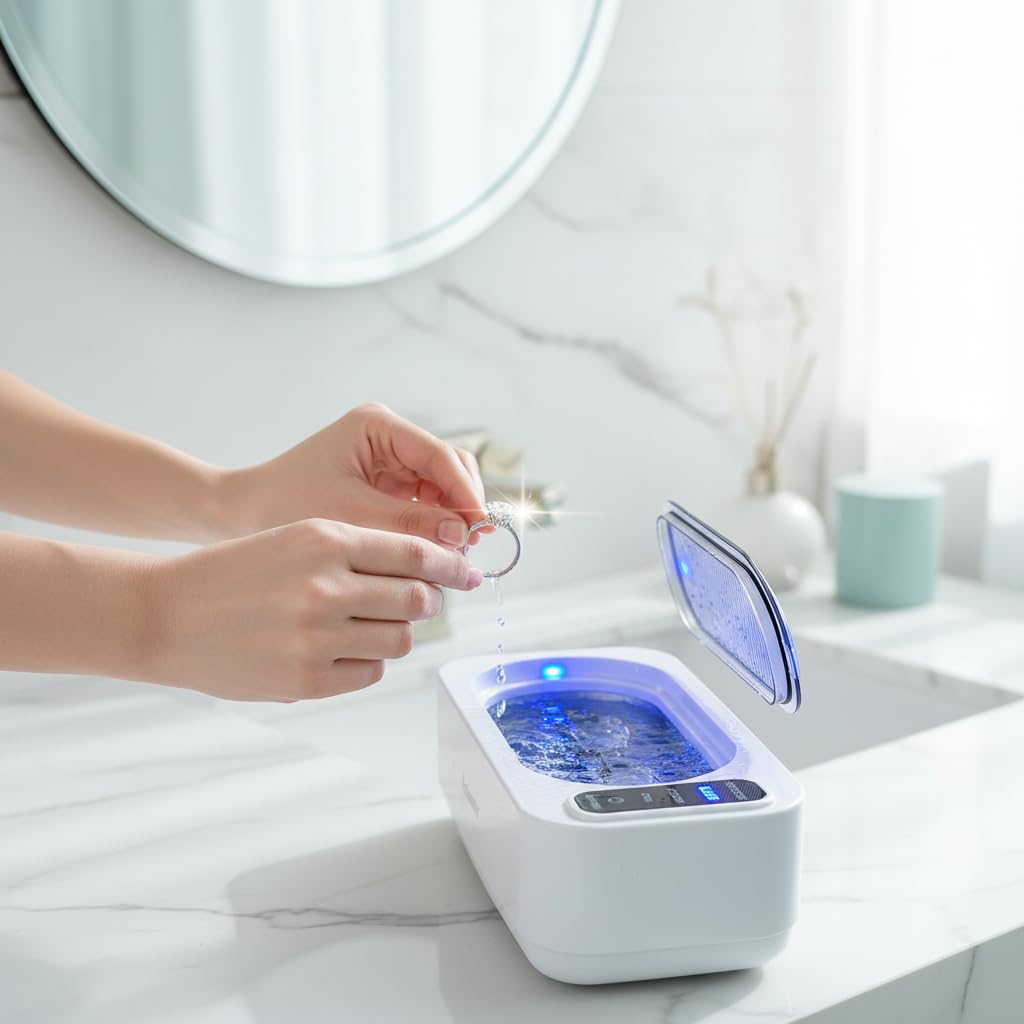 8-Core High-Performance Ultrasonic Jewelry Cleaner, 50KHZ 4-Mode Sonic Cleaner with Watch Stand for Eyeglasses, Rings, Silver Jewelry, Retainers - 304 Stainless Steel Tank,Aeniumvor