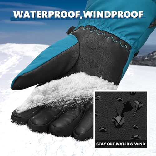 Snow Gloves,Ski Gloves 3M Winter Warm and Waterproof Cold Weather Gloves-for Parent Boys Girls- Skiing,Cyclin2