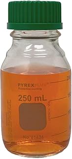 PYREXPLUS 61626-250, 250ml PVC-Coated Round Media Storage Bottles, with GL45 Screw Cap (Single)