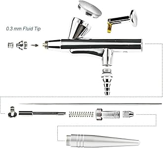 Airbrush Makeup Machine Kit with Air Compressor 0.4mm Needles and Nozzle Air Spray Gun for Make up Beauty Cosmetic Skin Care Eyebrow Manicure 3 Level Pressure Adjustable