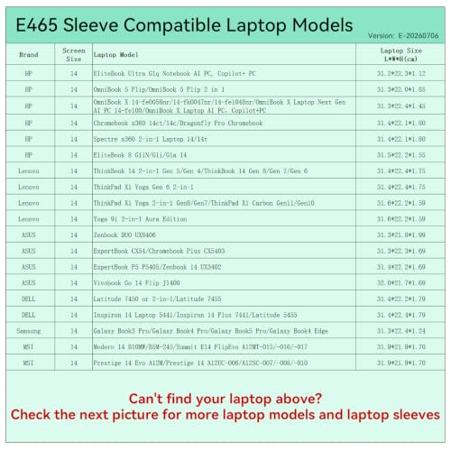 Image of Smatree Elite Laptop Sleeve for 14 inch HP OmniBook /EliteBook /Dragonfly, Lenovo ThinkBook /ThinkPad /Yoga, ASUS Zenbook /ExpertBook /Vivobook, DELL, Samsung, Protective Laptop Case with Pocket(E465)