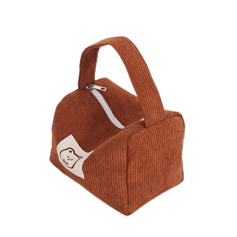 Bolsa quadrada pequena com zíper de veludo – Bolsa elegante e espaçosa para uso diário e viagens, Marrom