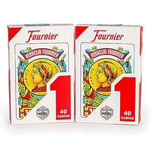 Pak van 2 Spaanse Fournier Nr. 1 Speelkaarten in Kartonnen Etui (2X Rood 40C)