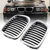 NAAMOTOMOX Left Right Front Chrome Black Kidney Grille Compatible with 1997-2003 E39 520i 523i 525i 528i 530i 535i 540i 5-series (A14-034-AMP-3-BE)