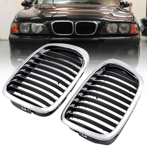NAAMOTOMOX Left Right Front Chrome Black Kidney Grille Compatible with 1997-2003 E39 520i 523i 525i 528i 530i 535i 540i 5-series (A14-034-AMP-3-BE)