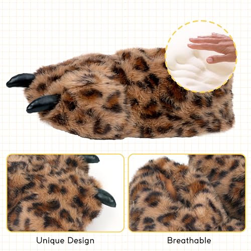 Image of Women Plush Animal Paw Slippers Funny Novelty Bear Claw Slippers Cozy Furry Warm Memory Foam Slippers Gifts for Halloween Christmas