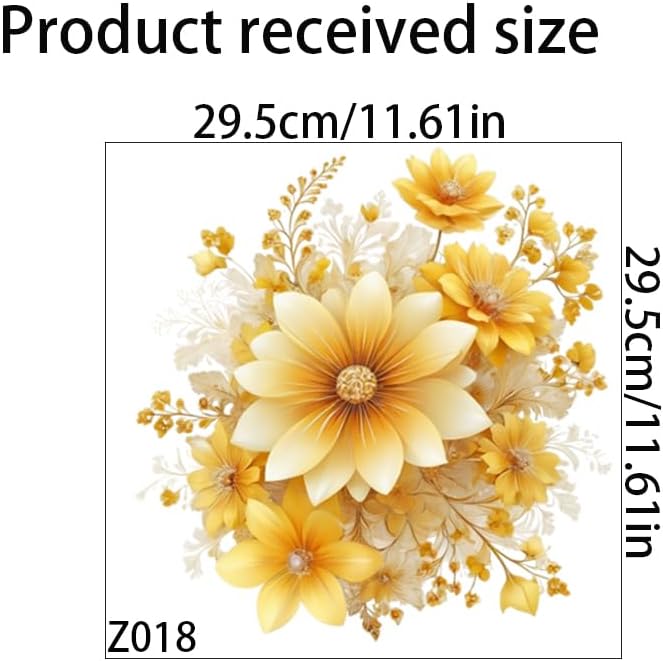 Golden Chrysanthemum Toilet Cover Sticker Decals,Fish Bird Flower Leaf Waterproof Toilet Lid Tank Seat Decals Cistern Self-Adhesive Bathroom Wall Sticker, White