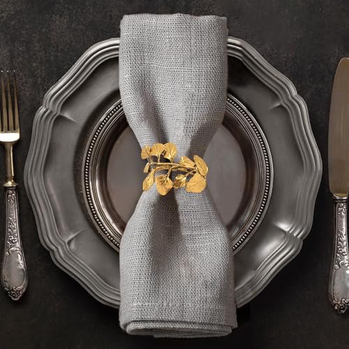 Decozen Set of 12 Gold Leaf Napkin Rings