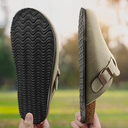 Image of BULLIANT Women Clogs-Fleece-Lined Suede Mules Slippers Nurse Shoes Unisex-Memory Foam Arch Support Cork-Footbed