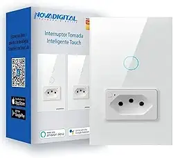 Interruptor Tomada Inteligente Touch - Alexa, Google e Siri (Branco 1 Botão)