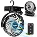 Led USB  günstig Kaufen-Simpeak 10000mAh Camping Ventilator Tischventilator, Mini USB Ventilator leise, Clip Fan mit Fernbedienung und LED Licht [3 Geschwindigkeit] [720° Drehung] - Schwarz