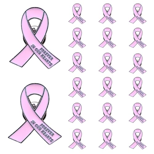 Image of 20 Pcs Funeral Ribbon Awareness Pins Memorial Lapel Brooches Forever In Our Hearts For Mourning Event