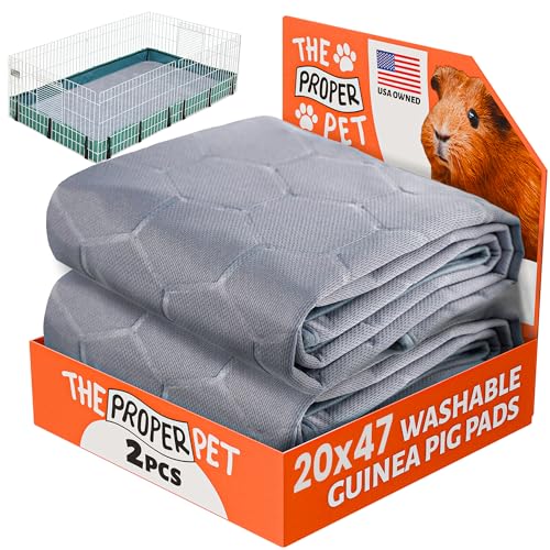 Image of 2 Pack Washable Guinea Pig Pee Pads - 20 inch x 47 inch Reusable Cage Liners for Small Animals - Super Absorbent Training Mat with Waterproof Bottom - Fleece Bedding for Rabbit, Puppy, Bunny, Hamsters