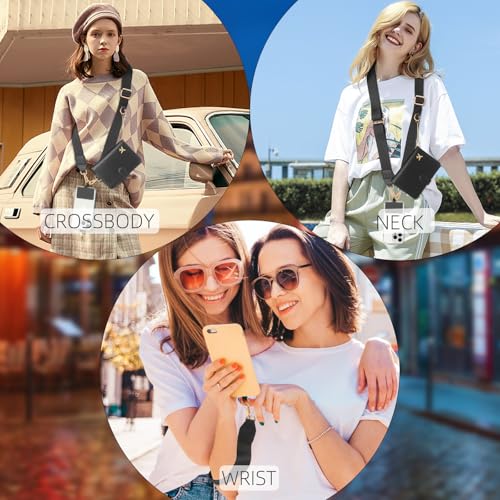 Passport Holder for Travel Passport Wallet Cover Case with Phone Lanyard, Clip and Go Strap for Phone with Wallet Crossbody,Travel Wallet Women Wristlet Strap, Black2