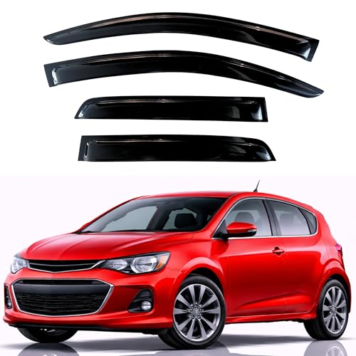 KPY Rain Guards Fit for 2012-2020 Chevrolet Sonic Hatchback, Out-Channel Window Visors Vent Wind Deflectors 4PC, Car Accessories for 12-20 Chevy Sonic Hatchback