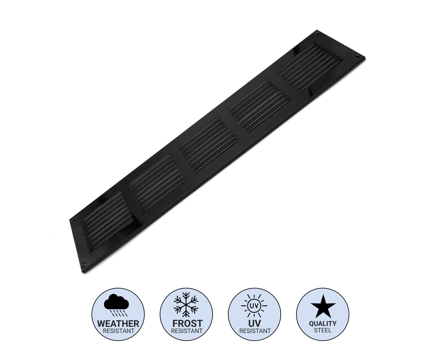 H&C VENT Rejilla Ventilación 500 x 100mm Metálica │Para Extractor de Baño Cocina Exterior HVAC │ Rejilla Aire Acondicionado AC Conductos Pared Techo Tubo │ Cubierta de Acero Rectangular con Mosquitera
