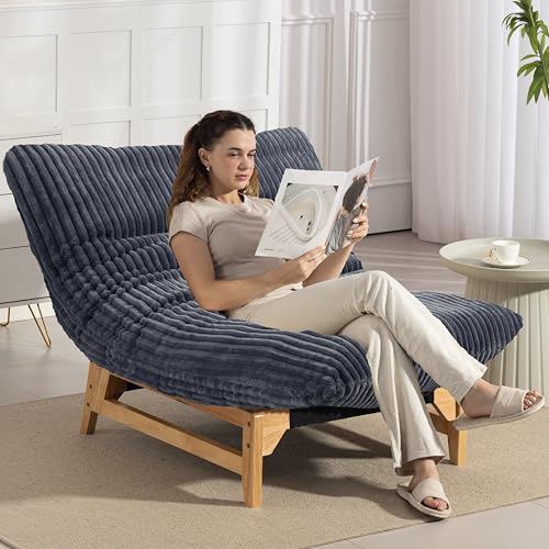 KEIKI Corduroy Armless Lazy Lounge Chair, Mid Century Modern Accent