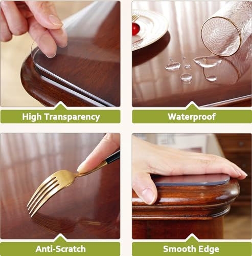 Image of OstepDecor Clear Table Protector 30 x 30 Inch, 2mm Thick Plastic Table Cover, Waterproof PVC Clear Table Cover Protector, Desk Protector Mat, Writing Desk Pad for Desktop, Coffee & Dining Room Table