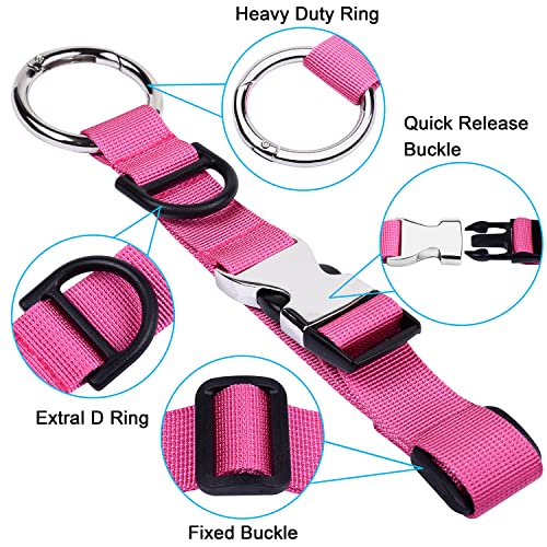Image of Wisdompro Jacket Gripper Strap, Add a Bag Luggage Straps Baggage Suitcase Belts Travel Accessories with Hook and D-Ring - Make Your Hands Free, Easy to Carry Your Extra Bags - Hot Pink