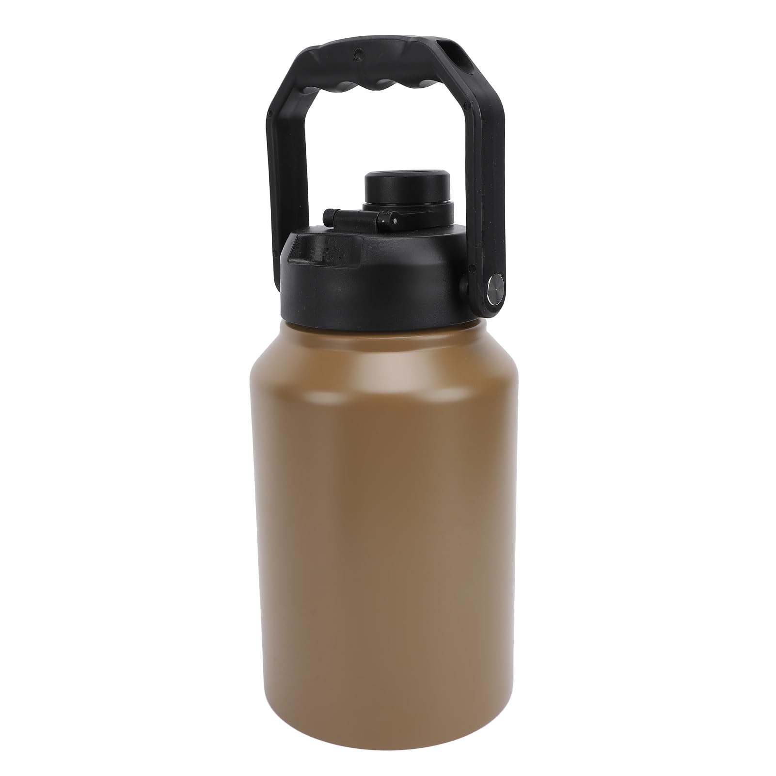 Isolierte Wasserflasche, 1,9 L, Großes Fassungsvermögen, Doppelwandige Vakuum-Sportwasserflasche aus Edelstahl mit Griff, Weithalsiger Reisebecher für Camping, Wandern, (Khaki)