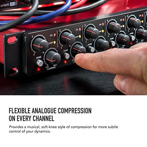 Focusrite Scarlett Octopre Dynamic 8-Channel Mic Pre Expansion With Analog Compression, 8 In/8 Out, Red #TOP2