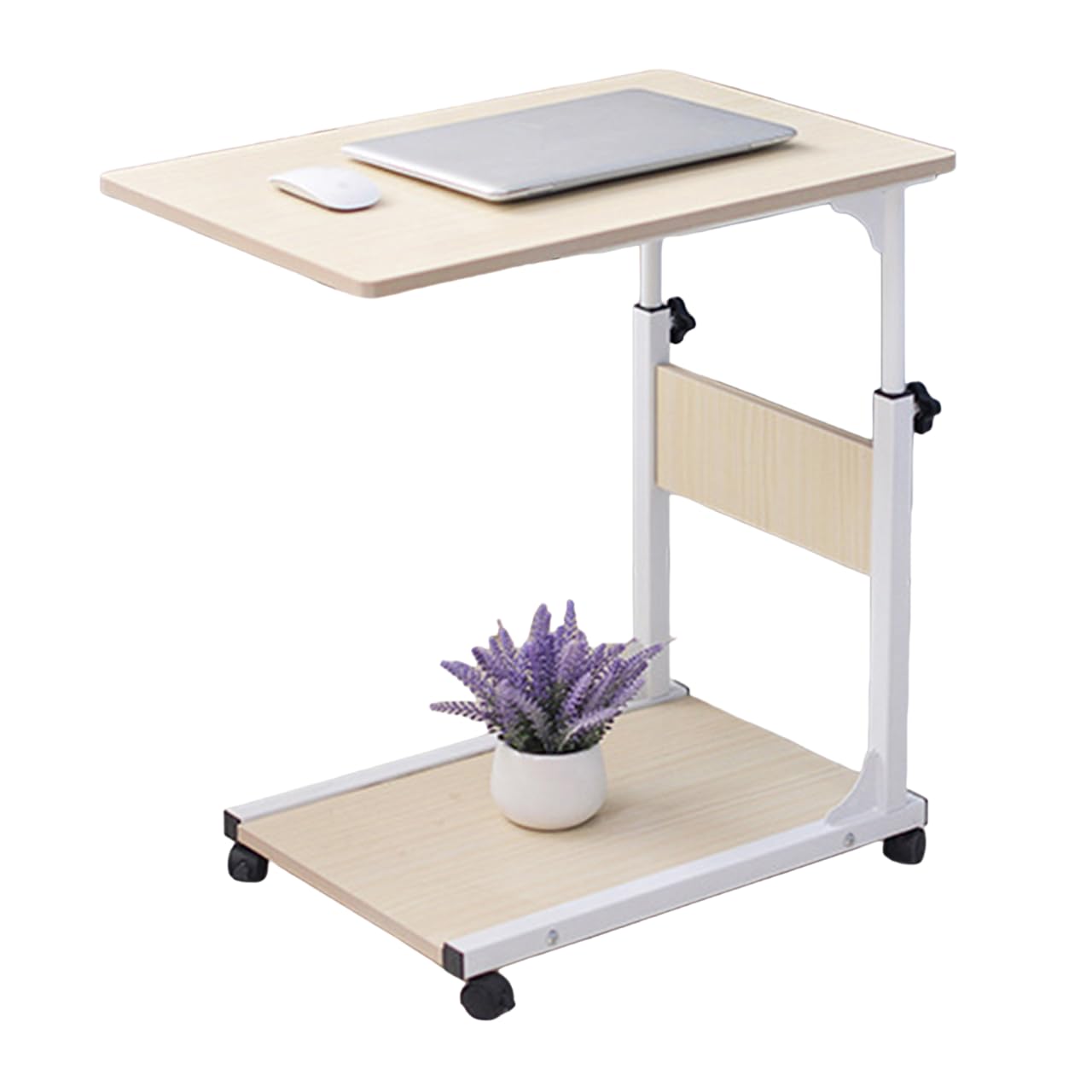 Table de lit sur roulettes d'appoint Mobile pour lit de Soins d'hôpital Hauteur Réglable Bois Simple et Moderne Levage Libre 50 * 35*(55-80) CM