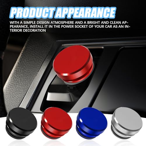 Image of Car Cigarette Lighter Plug Cover, Car Cigarette Lighter Dust Covers, Aluminum Alloy Cigarette Lighter Socket Cover Cap, Waterproof Plug Decoration Cover for Most Cars SUVs Trucks