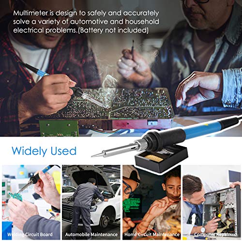 Soldadores de Estaño, SREMTCH 220V 60W Eléctrico Soldador Kit de Estaño con Caja de Herramienta Temperatura Ajustable 200-450℃, Set de Soldadura Electrónica Multímetro Digital, Puntas De Soldador etc