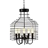 Industriële v-intage 5 lichten kroonluchter plafondlamp hanger hangend licht met metalen kooi zwart Gebruik E12…