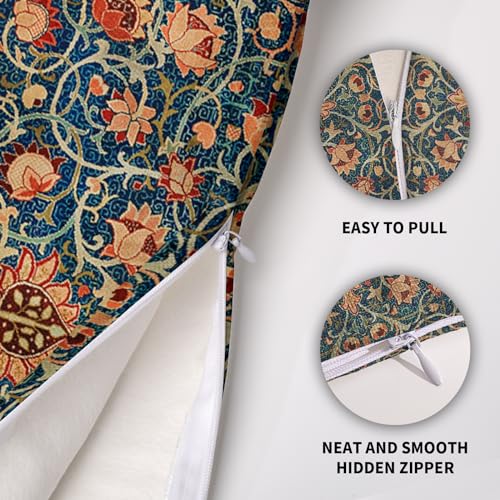 Sorfbliss Vintage Floral Pillow Covers 20X20 Set Of 2 Modern Botanical Print Blue Burnt Orange Flower Pattern Decorative Throw Pillow Cases Outdoor Farmhouse Decoration thumb #5