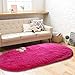 YOH Super Soft Area Rugs Oval Fluffy Carpet Floor Shag Fur Rugs for Bedroom Living Room Dormitory Kids Room Nursery Home Decor 2.6 x 5.3’(Rose Red)